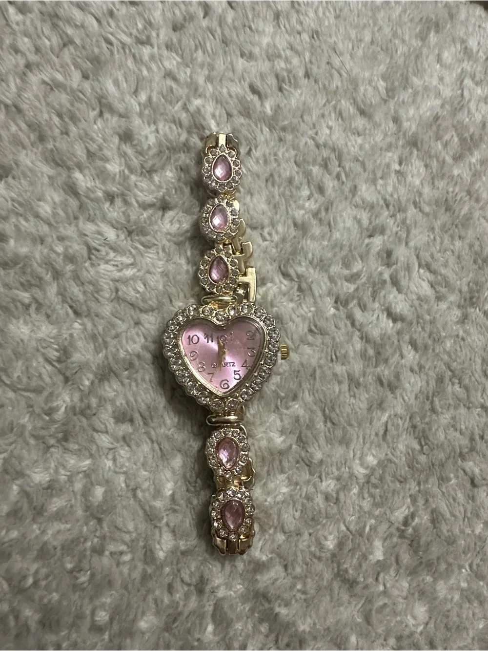 Heart-Shaped Pink Crystal Women's Watch Bracelet